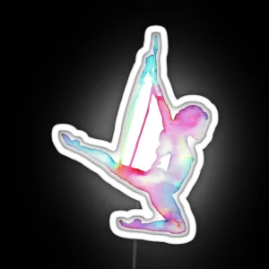 Rainbow Silhouette Aerial Lyra Hoop RGB Neon Sign