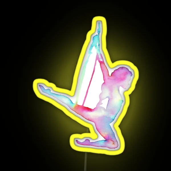 Rainbow Silhouette Aerial Lyra Hoop RGB Neon Sign
