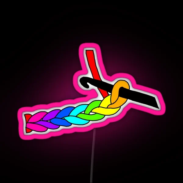 Rainbow Single Crochet RGB Neon Sign