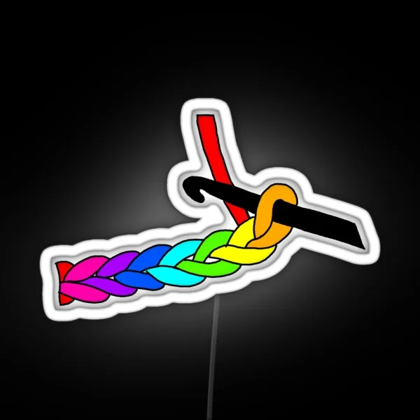 Rainbow Single Crochet RGB Neon Sign