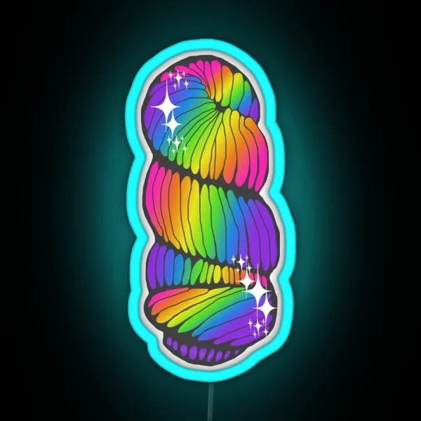 Rainbow Skein Of Yarn With Sparkles RGB Neon Sign