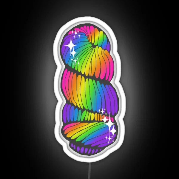 Rainbow Skein Of Yarn With Sparkles RGB Neon Sign