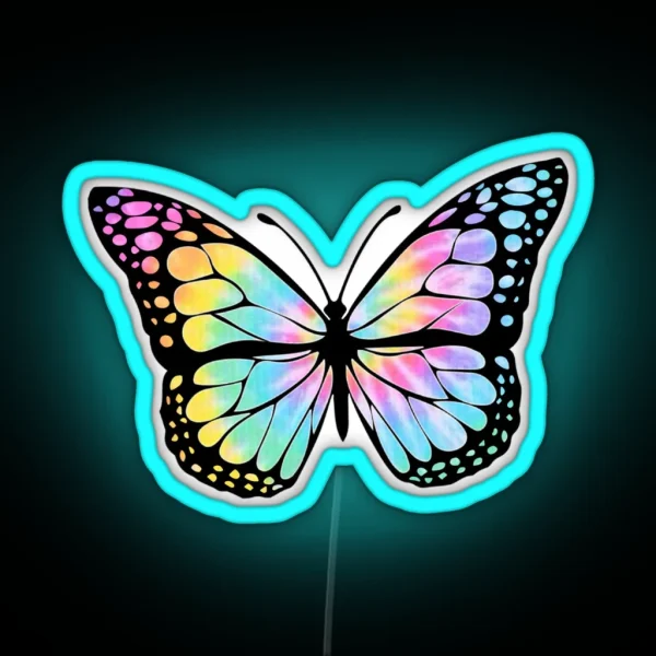 Rainbow Tie Dye Butterfly RGB Neon Sign
