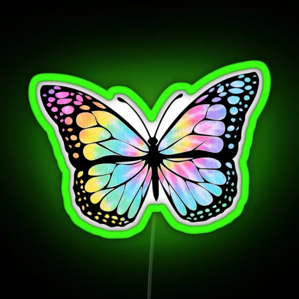 Rainbow Tie Dye Butterfly RGB Neon Sign