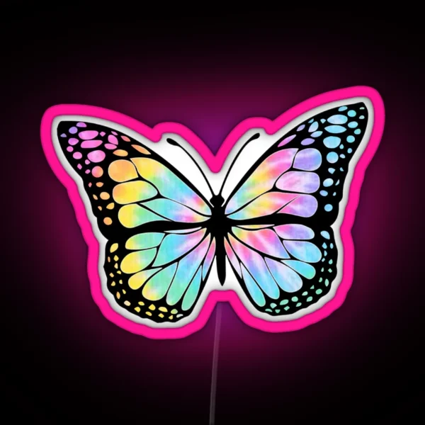 Rainbow Tie Dye Butterfly RGB Neon Sign