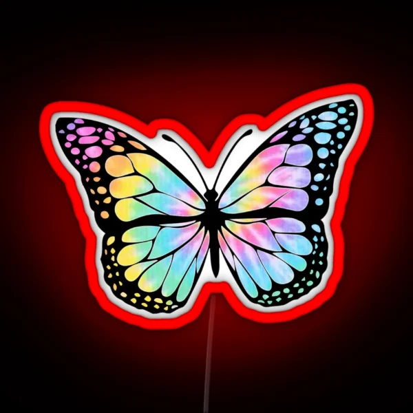 Rainbow Tie Dye Butterfly RGB Neon Sign