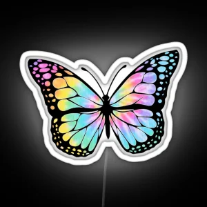 Rainbow Tie Dye Butterfly RGB Neon Sign