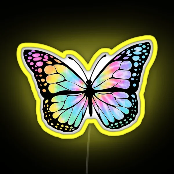 Rainbow Tie Dye Butterfly RGB Neon Sign