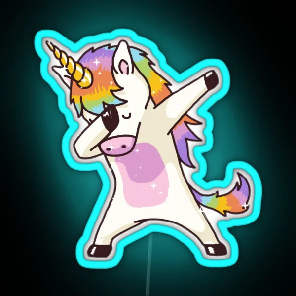 Rainbow Unicorn Dab RGB Neon Sign