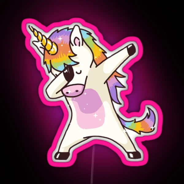 Rainbow Unicorn Dab RGB Neon Sign
