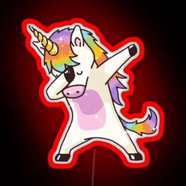 Rainbow Unicorn Dab RGB Neon Sign