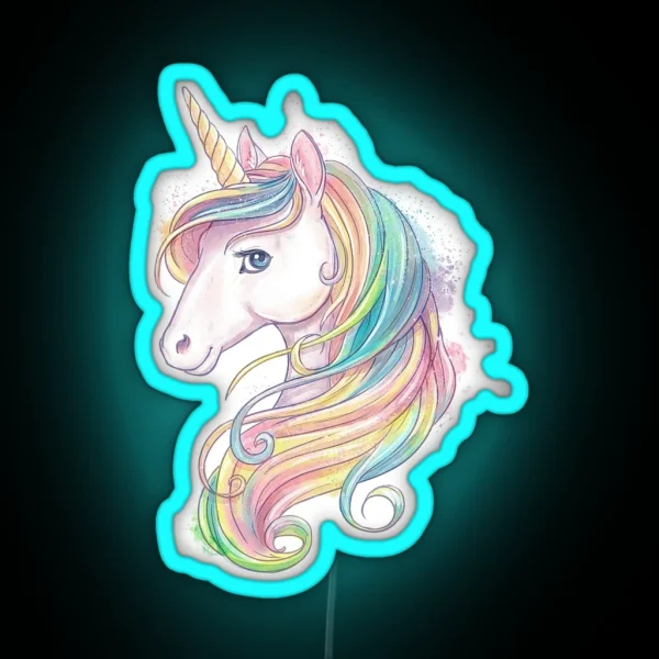 Rainbow Unicorn In Watercolor RGB Neon Sign