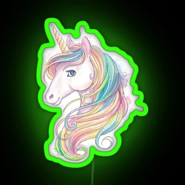 Rainbow Unicorn In Watercolor RGB Neon Sign