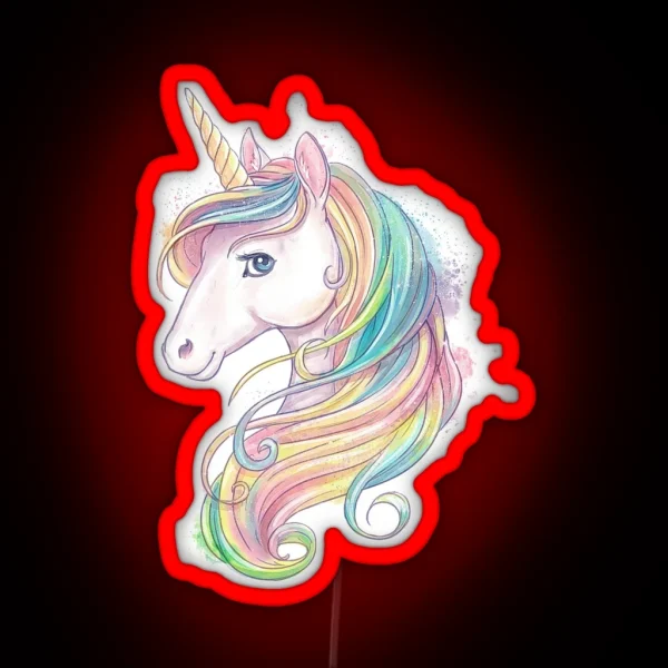 Rainbow Unicorn In Watercolor RGB Neon Sign