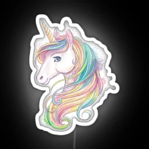Rainbow Unicorn In Watercolor RGB Neon Sign