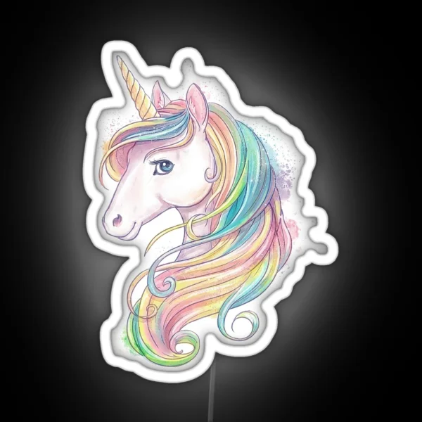 Rainbow Unicorn In Watercolor RGB Neon Sign