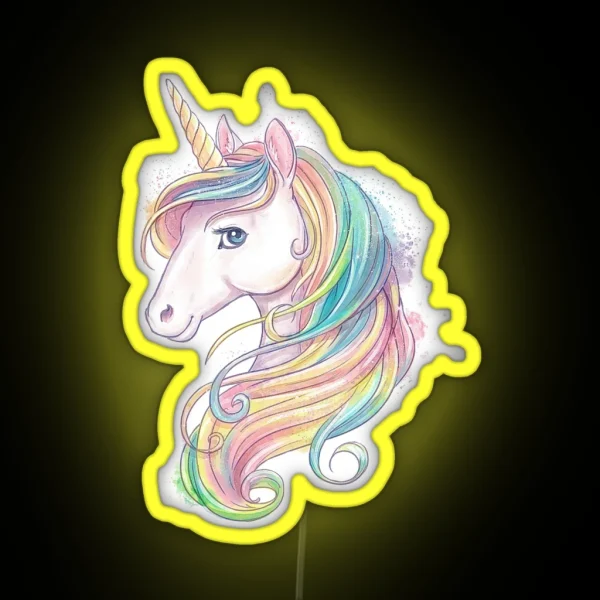 Rainbow Unicorn In Watercolor RGB Neon Sign