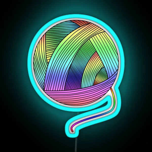 Rainbow Yarn Ball RGB Neon Sign