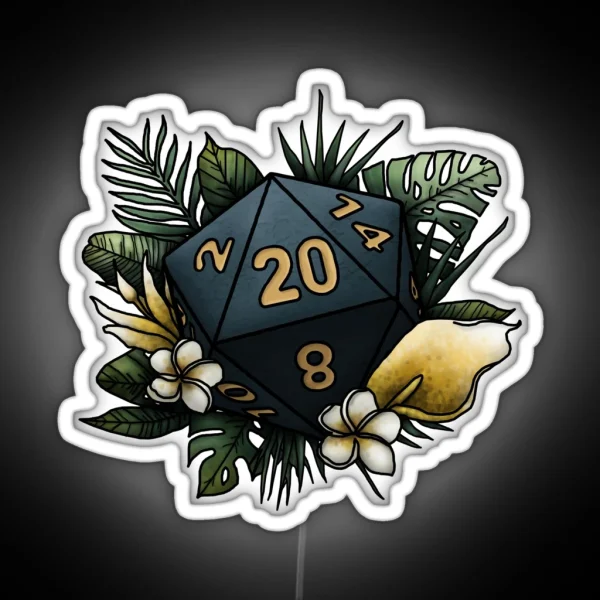 Rainforest D20 Tabletop Gaming Dice RGB Neon Sign
