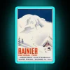 Rainier National Park Washington State USA Travel Decal Neon Sign.