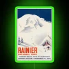 Rainier National Park Washington State USA Travel Decal RGB Neon Sign Green