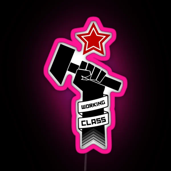 Raised Fist Of Protest Working Class RGB Neon Sign