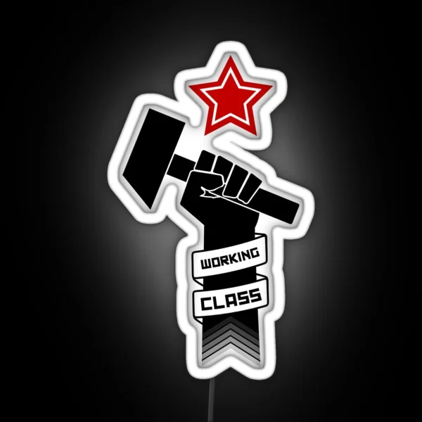 Raised Fist Of Protest Working Class RGB Neon Sign
