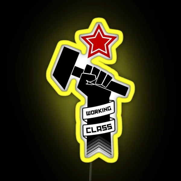 Raised Fist Of Protest Working Class RGB Neon Sign
