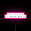 Neon Sign Saying Raised On Country Music With Vibrant RGB Colors