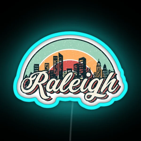 Raleigh City Retro RGB Neon Sign