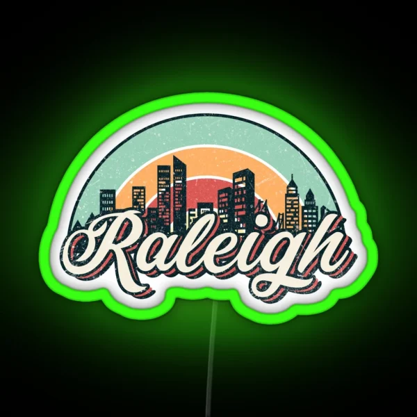 Raleigh City Retro RGB Neon Sign