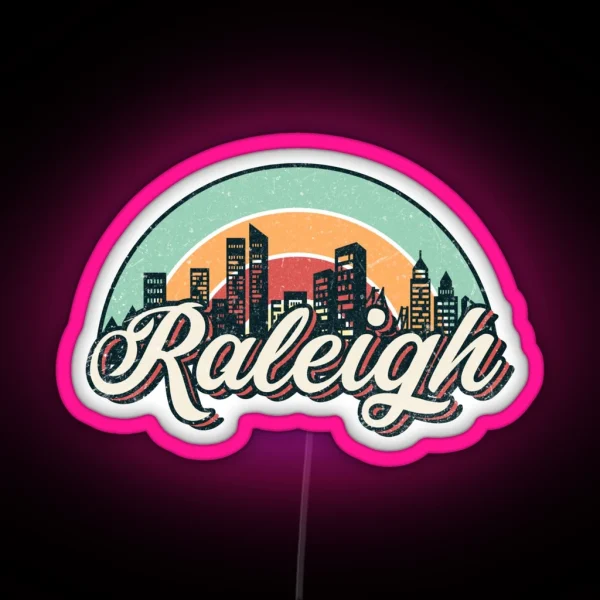 Raleigh City Retro RGB Neon Sign