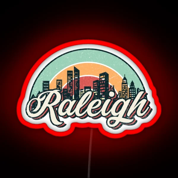 Raleigh City Retro RGB Neon Sign