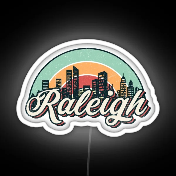 Raleigh City Retro RGB Neon Sign
