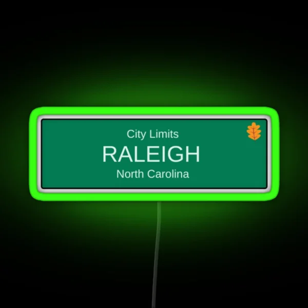 Raleigh NC City Limits Sign RGB Neon Sign