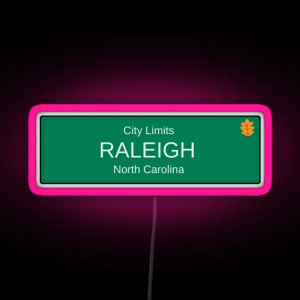 Raleigh NC City Limits Sign RGB Neon Sign
