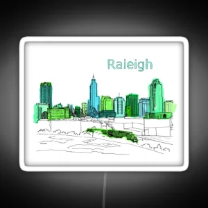 Raleigh NC Downtown Ink Drawing RGB Neon Sign