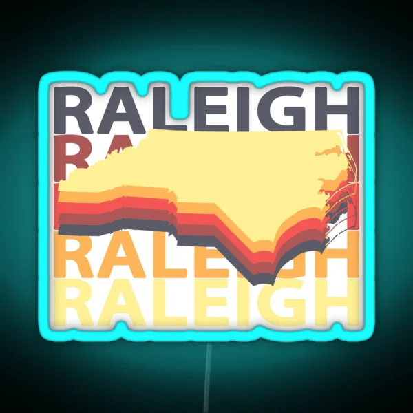 Raleigh NC Souvenirs North Carolina Vintage RGB Neon Sign