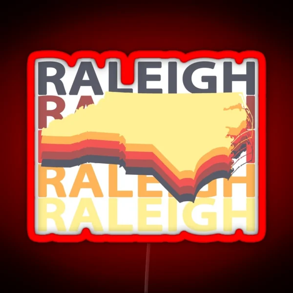 Raleigh NC Souvenirs North Carolina Vintage RGB Neon Sign