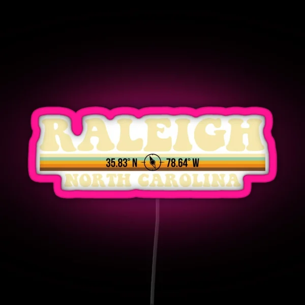Raleigh North Carolina Coordinates RGB Neon Sign