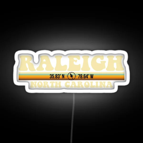 Raleigh North Carolina Coordinates RGB Neon Sign