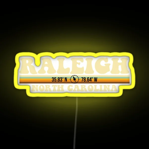 Raleigh North Carolina Coordinates RGB Neon Sign