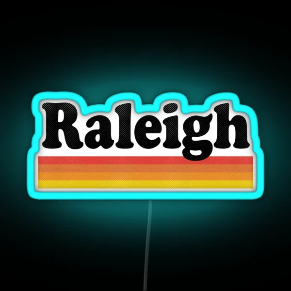 Raleigh North Carolina NC Retro Sunset And RGB Neon Sign