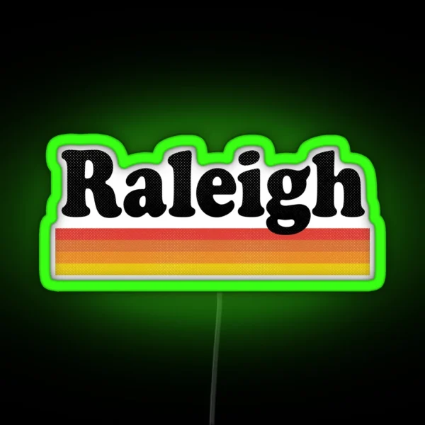 Raleigh North Carolina NC Retro Sunset And RGB Neon Sign