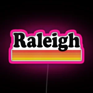 Raleigh North Carolina NC Retro Sunset And Text RGB Neon Sign