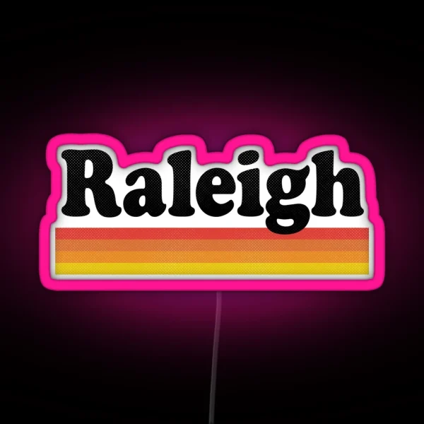 Raleigh North Carolina NC Retro Sunset And RGB Neon Sign