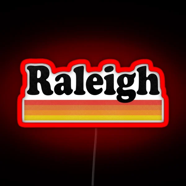 Raleigh North Carolina NC Retro Sunset And RGB Neon Sign