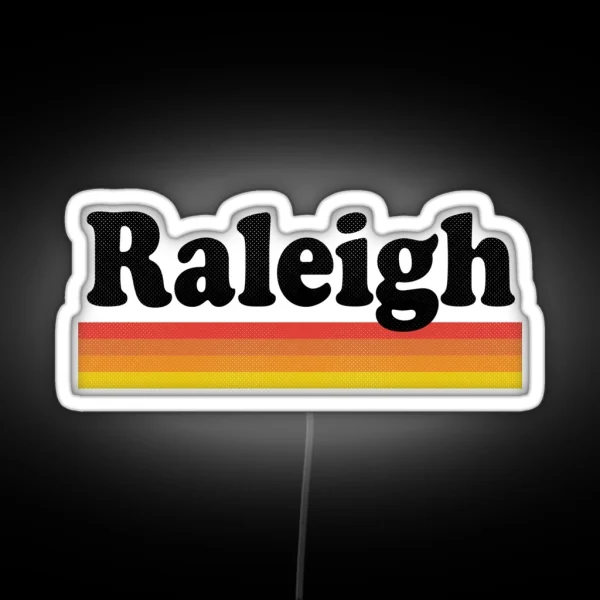 Raleigh North Carolina NC Retro Sunset And RGB Neon Sign