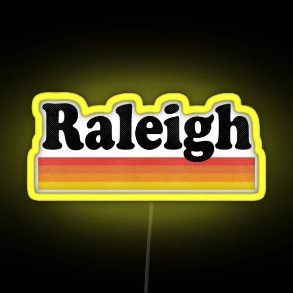 Raleigh North Carolina NC Retro Sunset And RGB Neon Sign