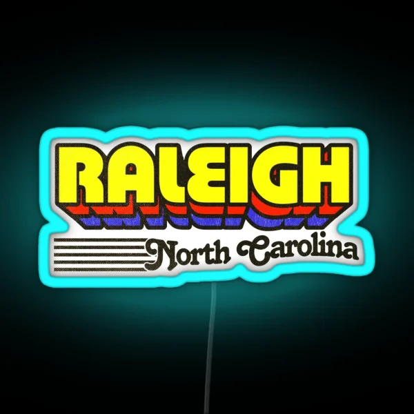Raleigh North Carolina Retro Stripes RGB Neon Sign